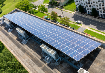 A large solar panels installed on a rooftop