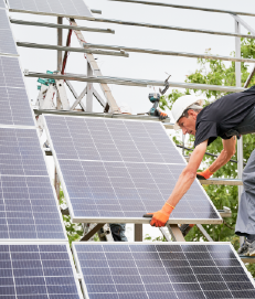 A solar panels installed on a rooftop, providing shade and clean energy